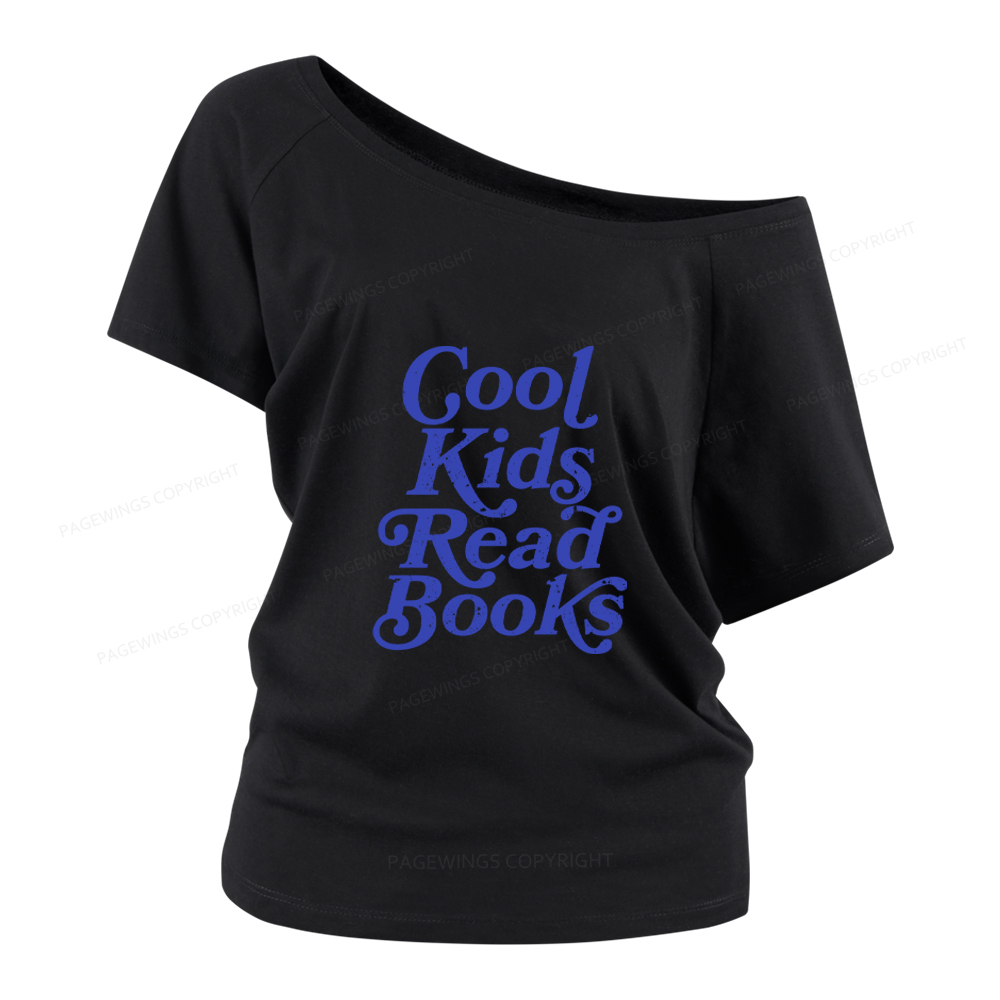 Pagewings Cool Kids Read Books Women Off Shoulder T-shirts