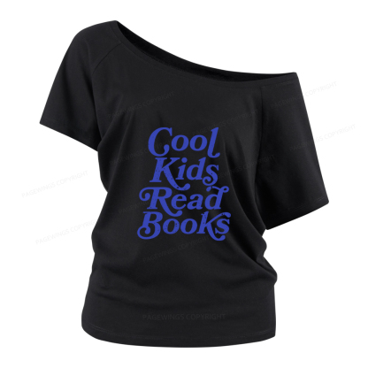 Pagewings Cool Kids Read Books Women Off Shoulder T-shirts