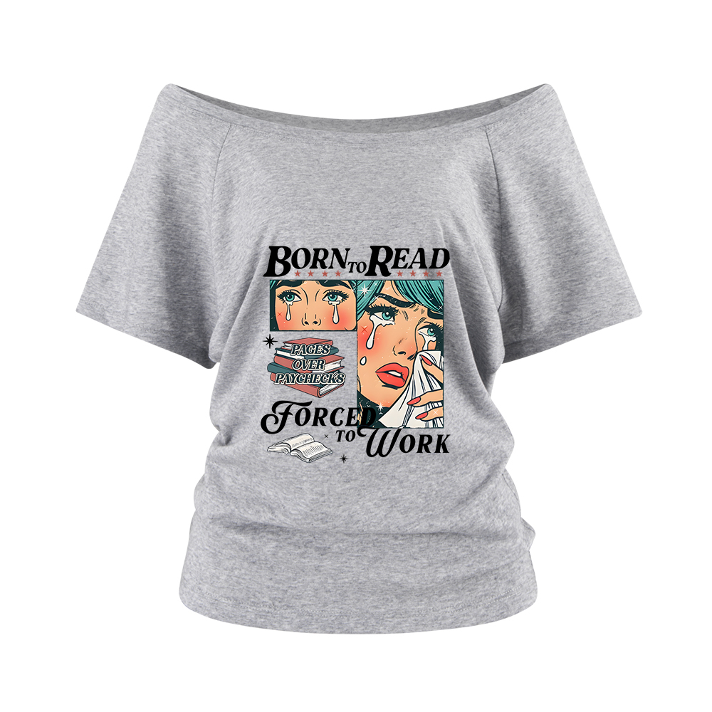 Pagewings Born To Read Bookish Off Shoulder Top