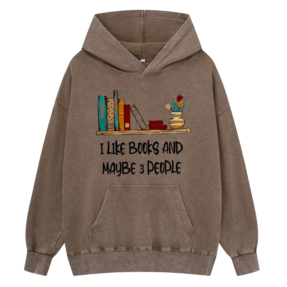Pagewings  I Like Books World Unisex Washed Hoodie