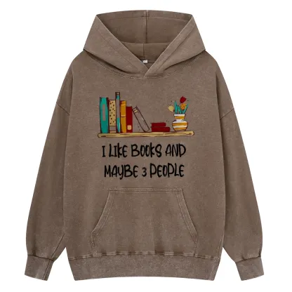 Pagewings  I Like Books World Unisex Washed Hoodie