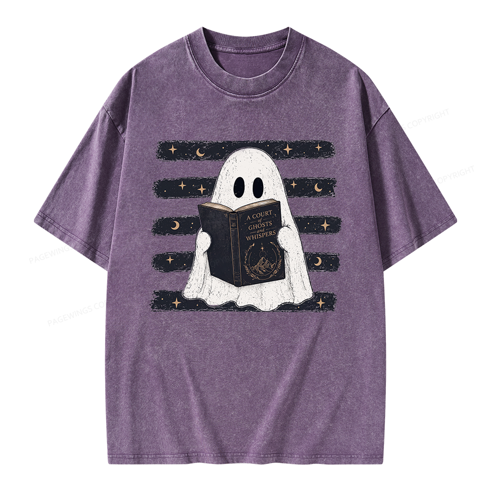 Pagewings A Court of Ghosts and Whispers Unisex Washed T-shirt