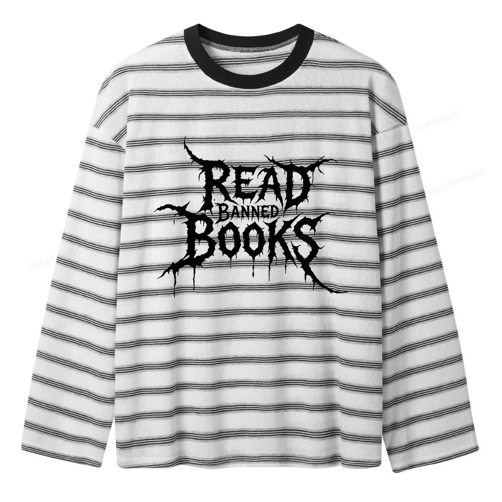 Pagewings Read Banned Books Unisex Striped Long Sleeve T-Shirt