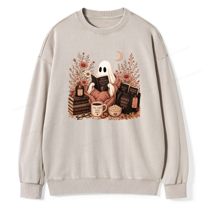 Pagewings Smut Reading Ghost Unisex Washed Sweatshirt