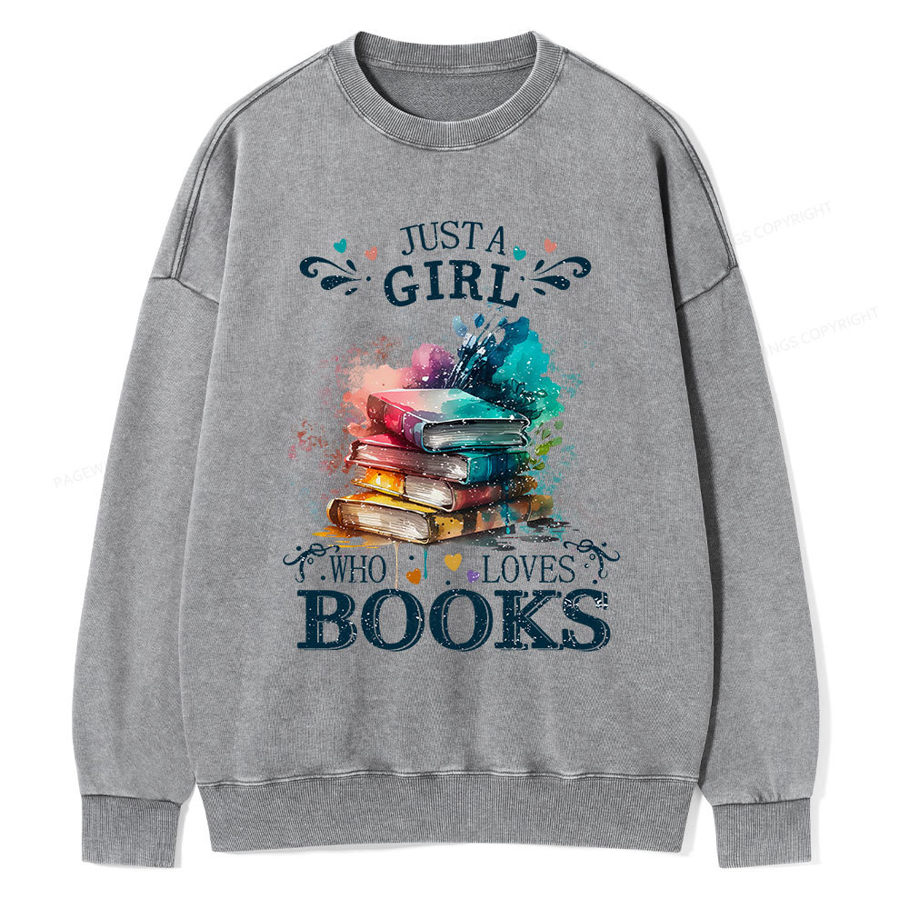 Pagewings Who Loves Books Unisex Washed Sweatshirt