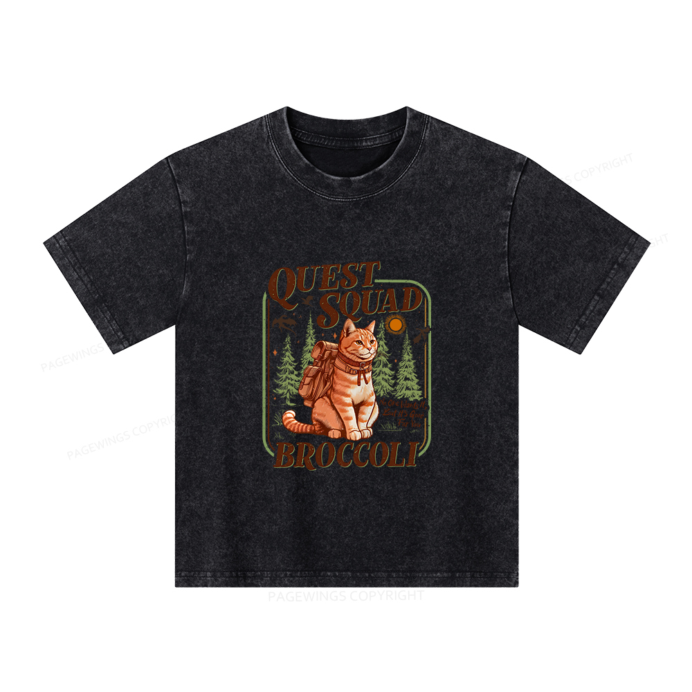 Pagewings Quest Squad Broccoli Unisex Kids Washed T-shirt