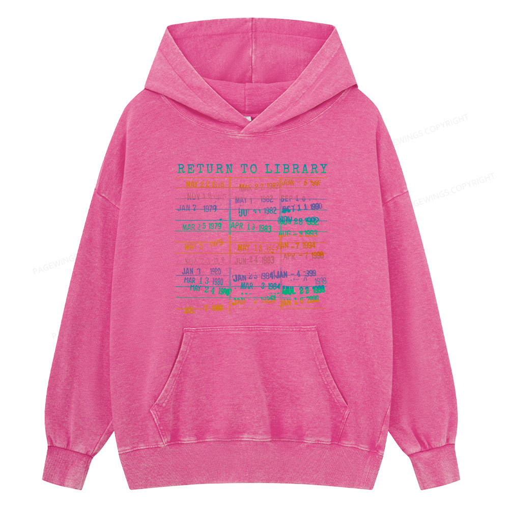 Pagewing Vintage Library Rainbow Unisex Washed Hoodie