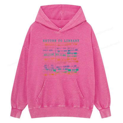 Pagewing Vintage Library Rainbow Unisex Washed Hoodie