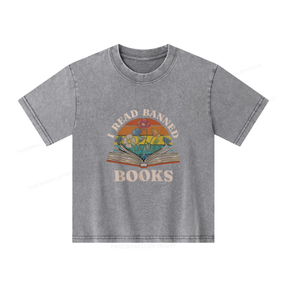 Pagewings I Read Banned Books Unisex Kids Washed T-shirt