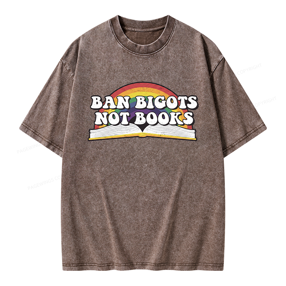 Pagewings Ban Bigots Not Books Unisex Washed T-shirt