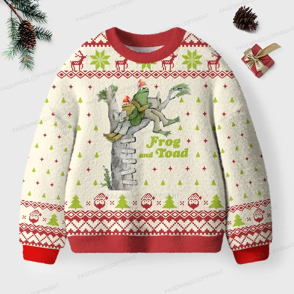 Pagewings Frog And Toad Unisex Ugly Knit Sweatshirt