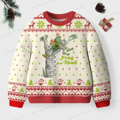 Pagewings Frog And Toad Unisex Ugly Knit Sweatshirt