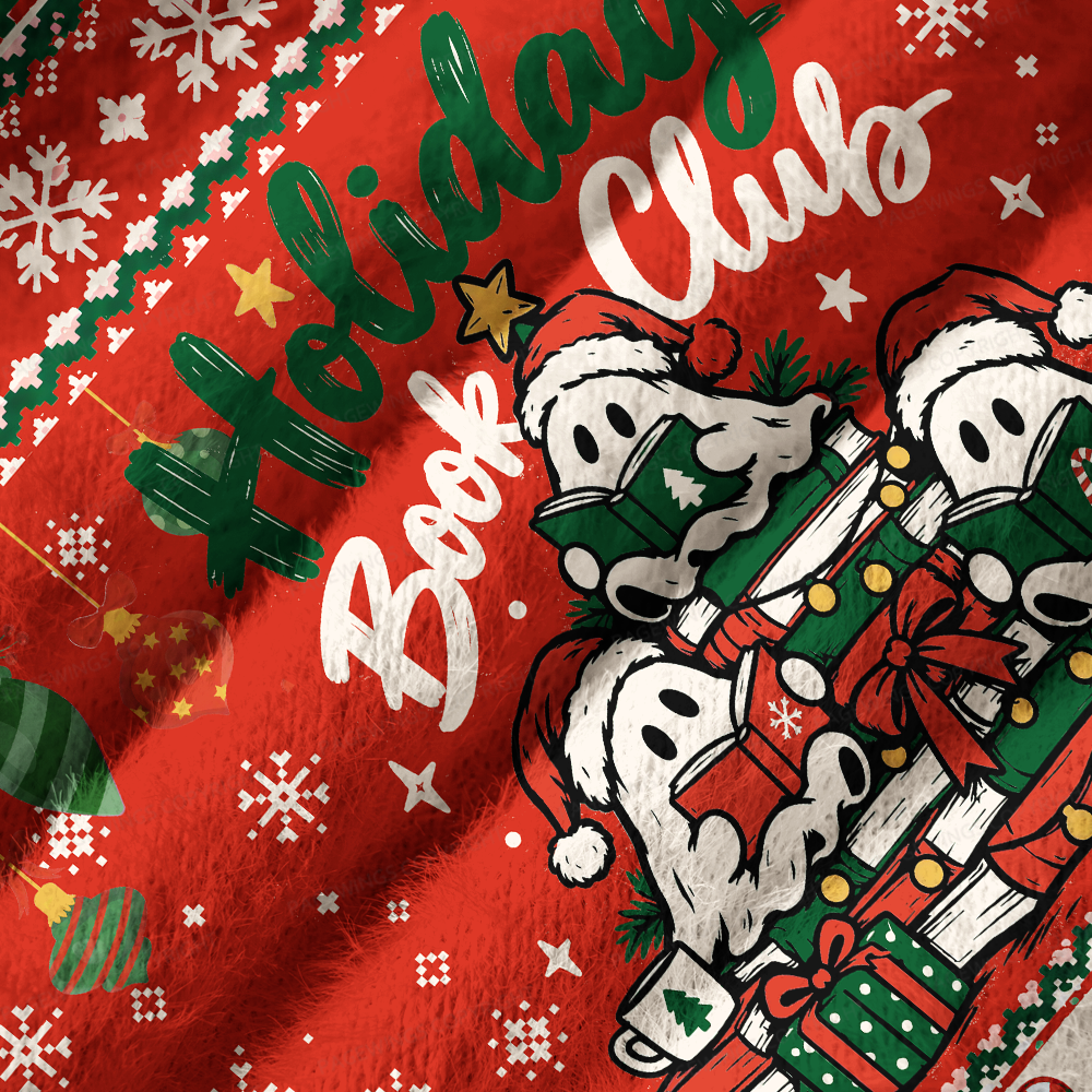 Pagewings Holiday Book Club Off Shoulder Ugly Knit Sweater