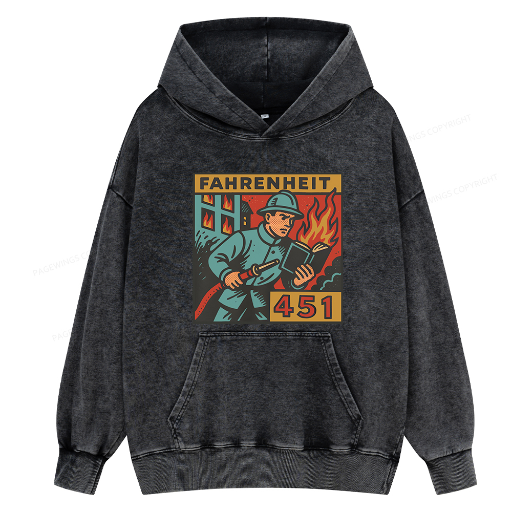 Pagewings Literature 451 Unisex Washed Hoodie