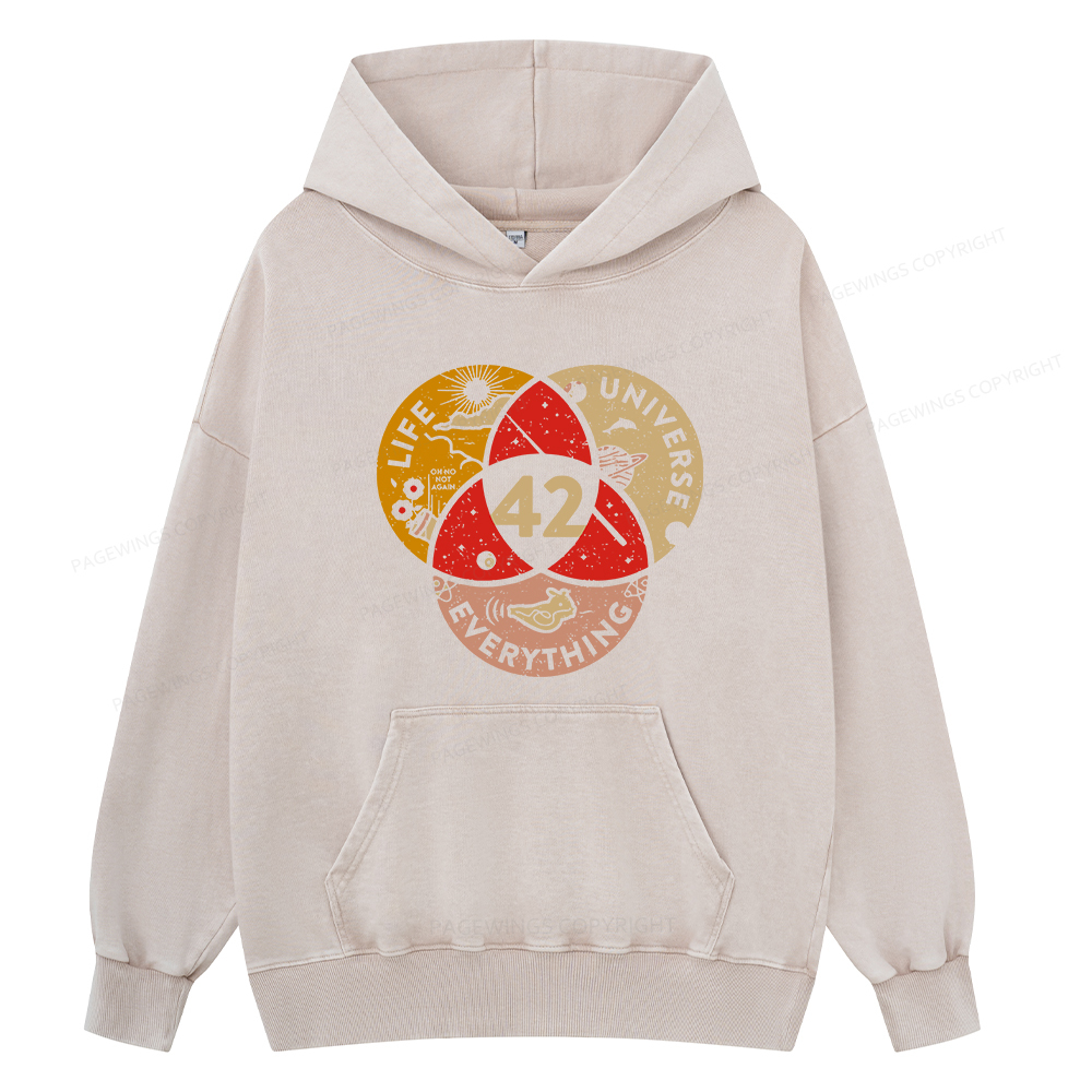 Pagewings 42 The Answer To Life The Universe And Everything Unisex Washed Hoodie