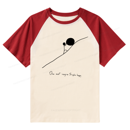Pagewings One Must Imagine Sisyphus Happy Raglan T-shirt