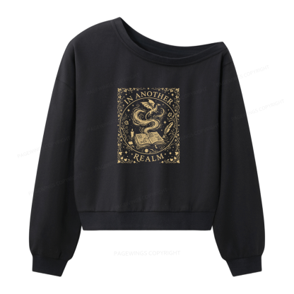 Pagewings Fantasy Reader Women Off Shoulder Sweatshirt