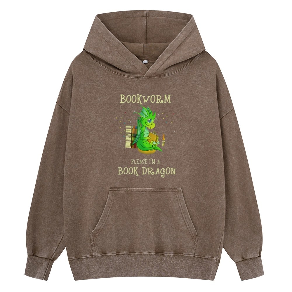 Pagewings Bookworm Please I'm A Book Dragon Unisex Washed Hoodie