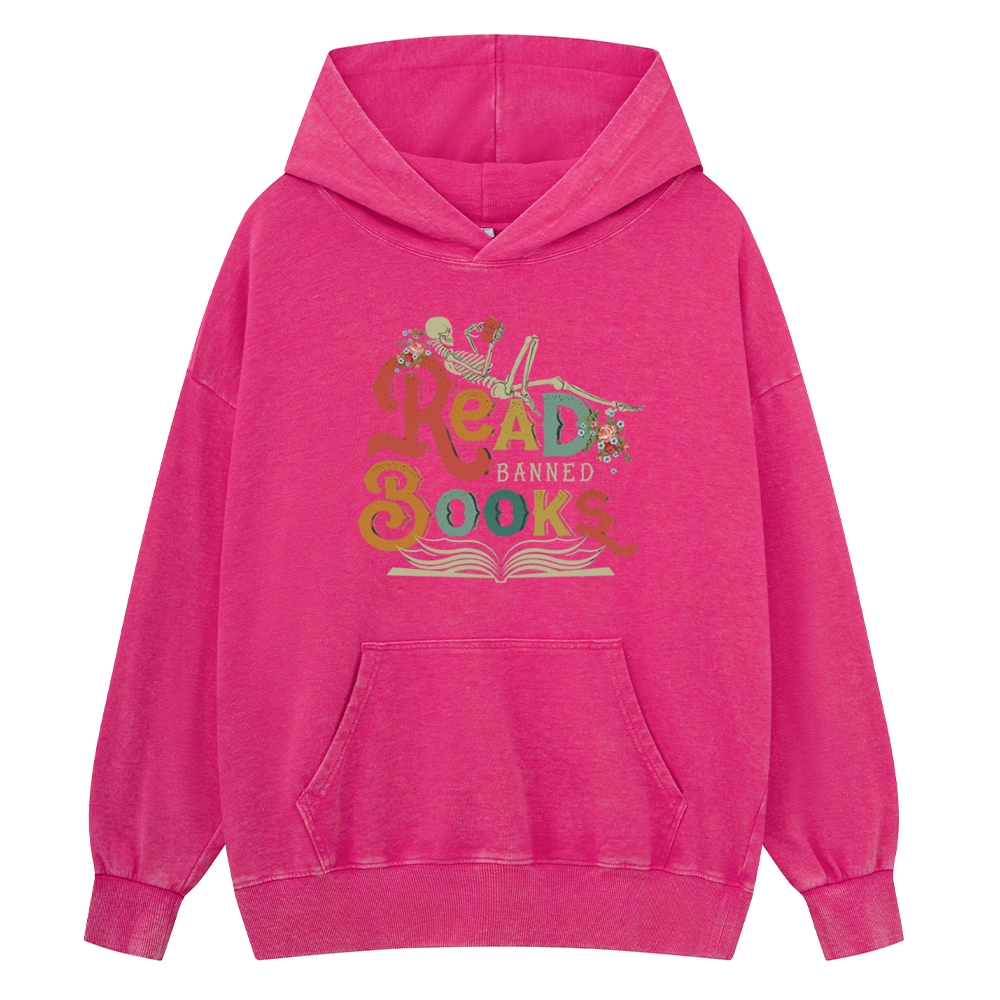 Pagewings Read Banned Books Unisex Washed Hoodie