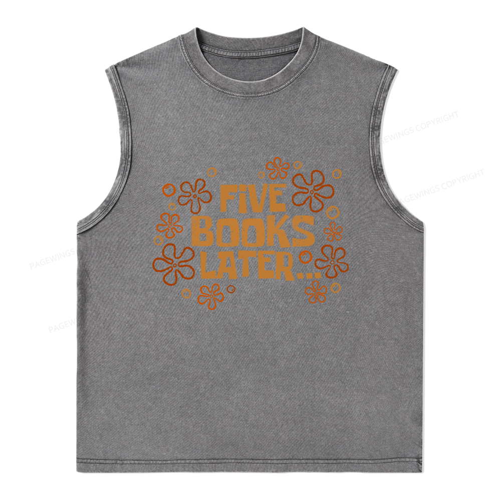 Pagewings Five Books Later Unisex Washed Tank Top