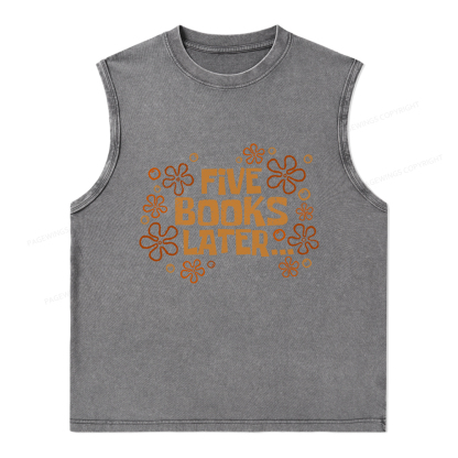 Pagewings Five Books Later Unisex Washed Tank Top