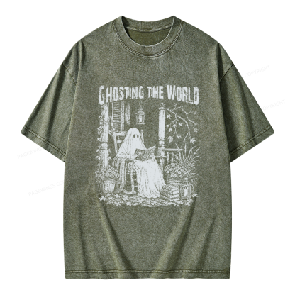 Pagewings Ghosting The World Unisex Washed T-shirt