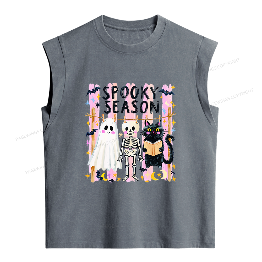Pagewing Preppy Spooky Season Women's Washed Tank Top