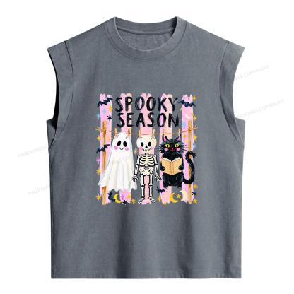 Pagewing Preppy Spooky Season Women's Washed Tank Top