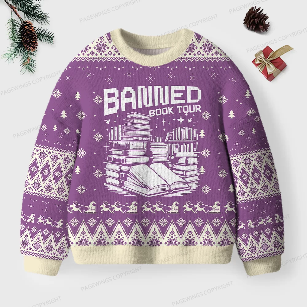 Pagewings Banned Book Tour Unisex Ugly Knit Sweatshirt