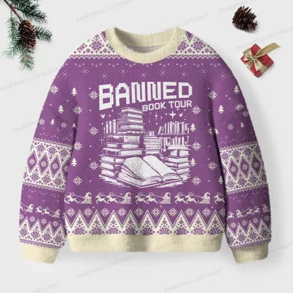 Pagewings Banned Book Tour Unisex Ugly Knit Sweatshirt