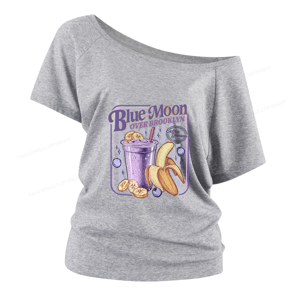 Pagewings Blue Moon Over Brooklyn Women Off Shoulder T-shirts