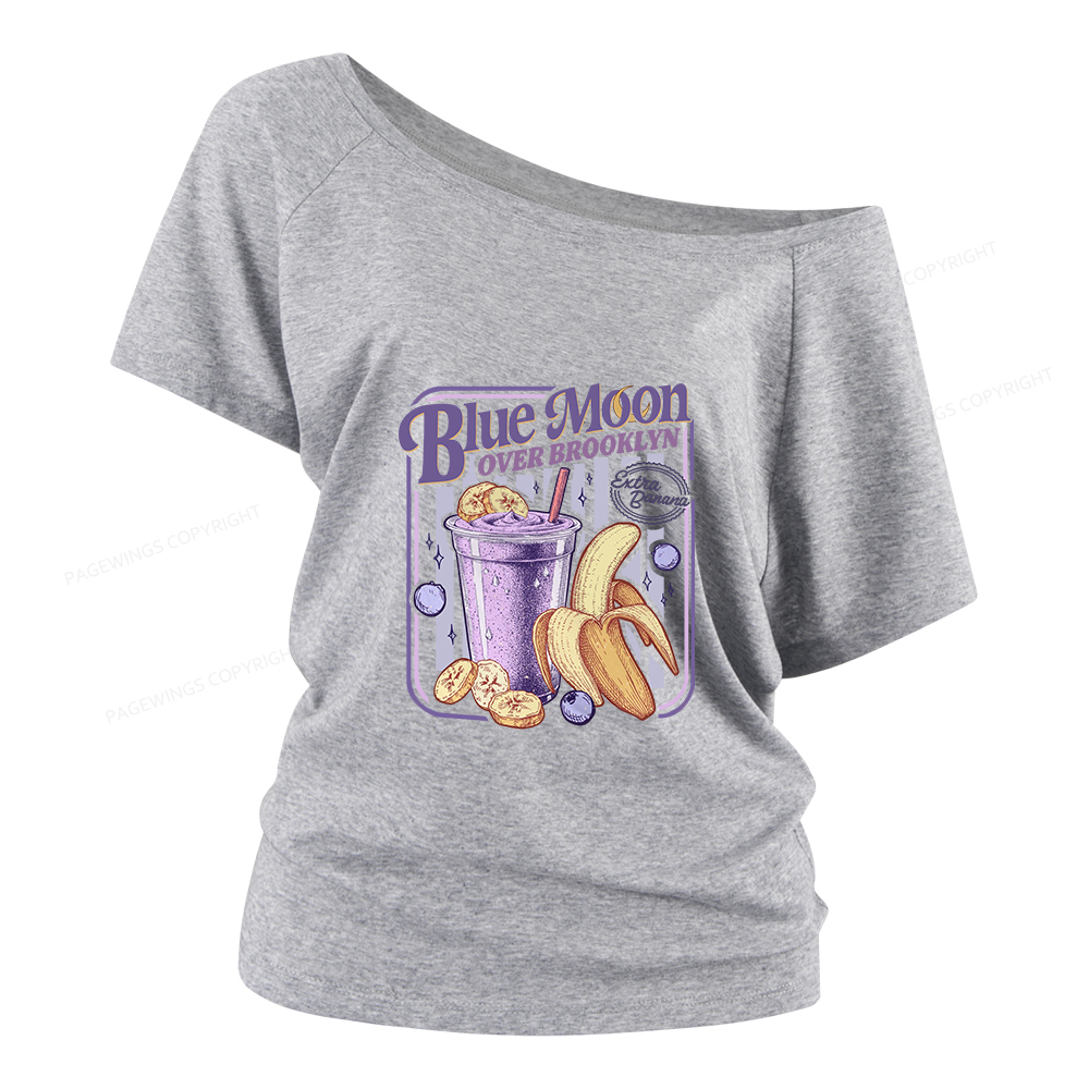 Pagewings Blue Moon Over Brooklyn Women Off Shoulder T-shirts