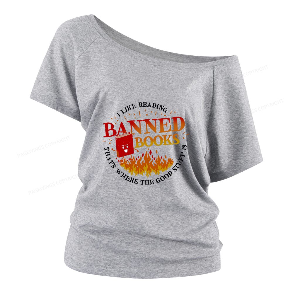 Pagewings Banned Books Women Off Shoulder T-shirts