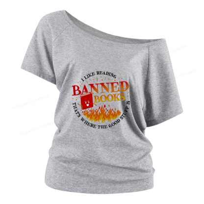 Pagewings Banned Books Women Off Shoulder T-shirts