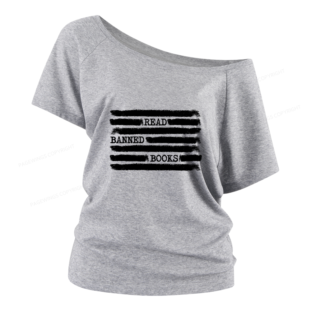 Pagewings Read Banned Books Bookworm Librarian Women Off Shoulder T-shirts
