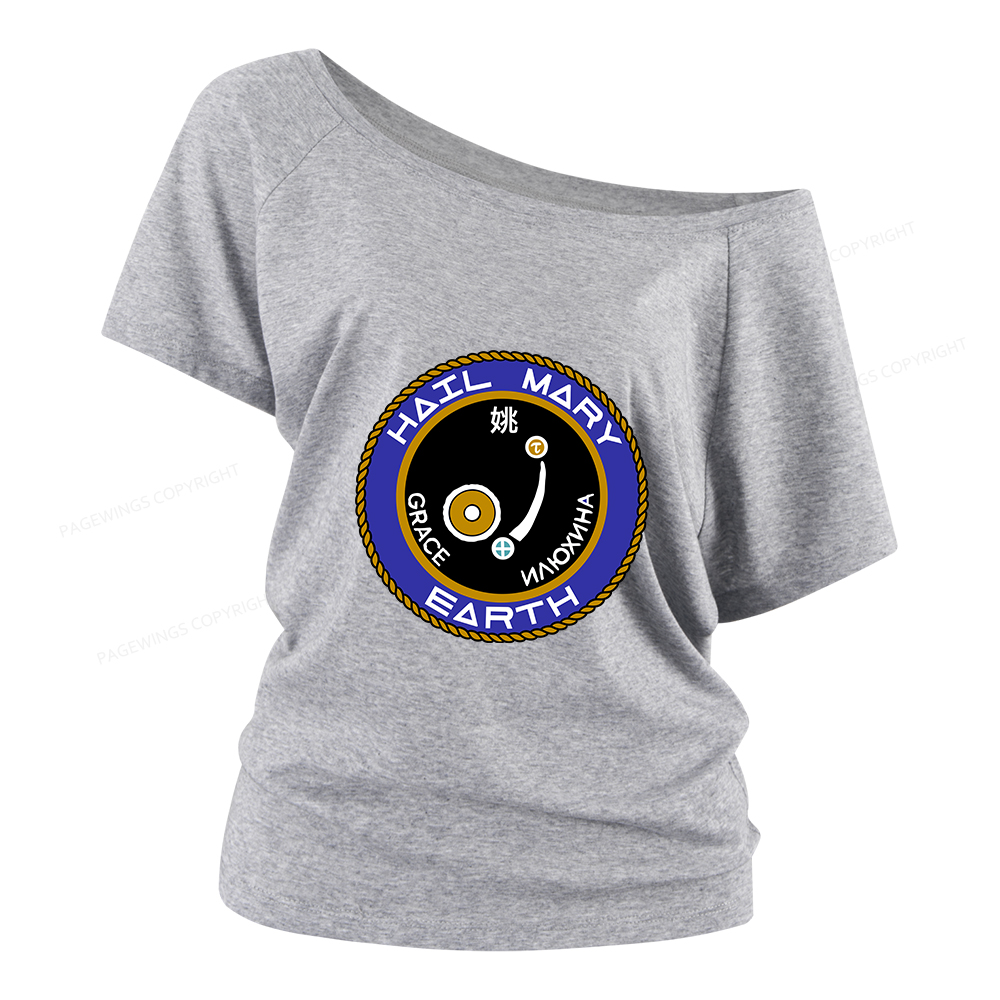 Pagewings Mission Patch Women Off Shoulder T-shirts