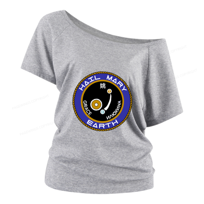 Pagewings Mission Patch Women Off Shoulder T-shirts