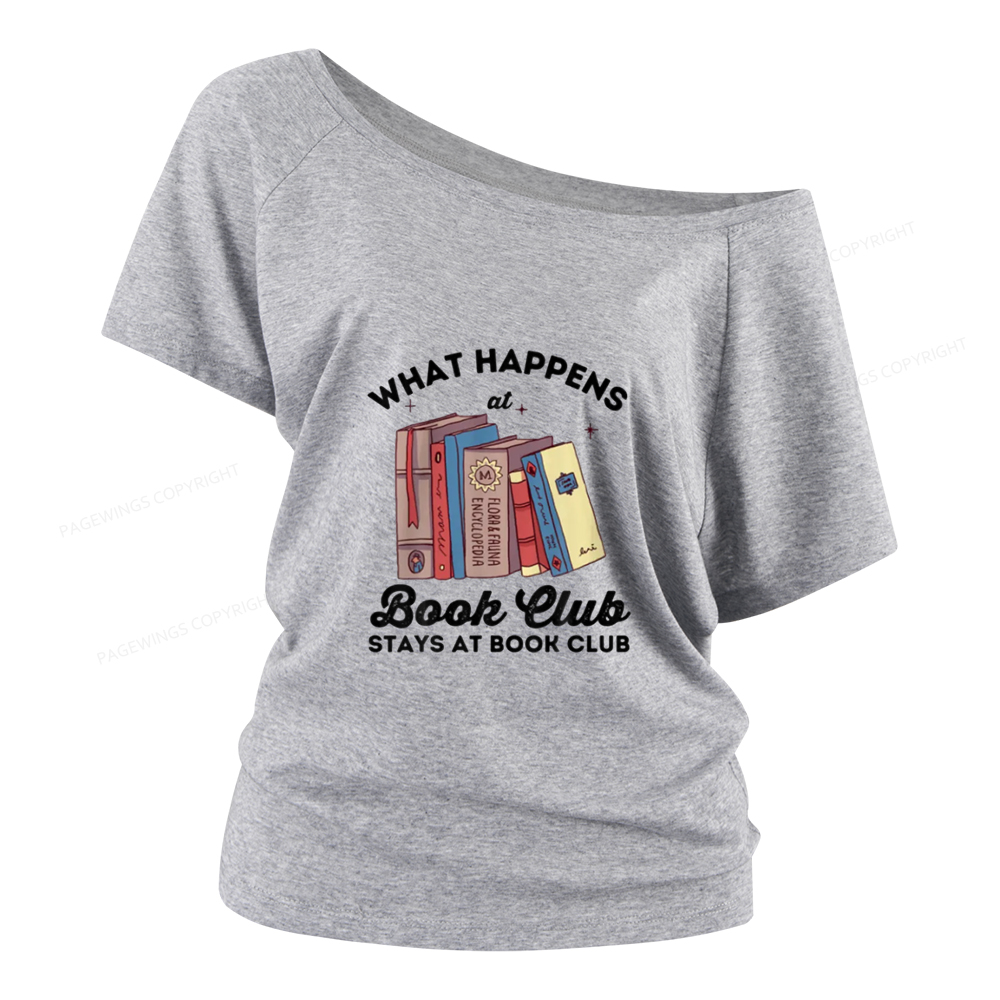 Pagewings Stays At Book Club Book Women Off Shoulder T-shirts