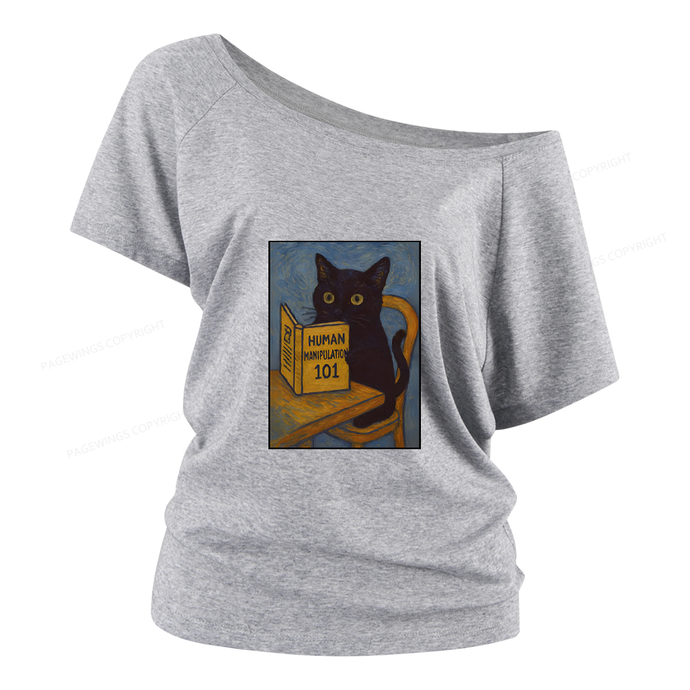 Pagewings Funny Cat Women Off Shoulder T-shirts