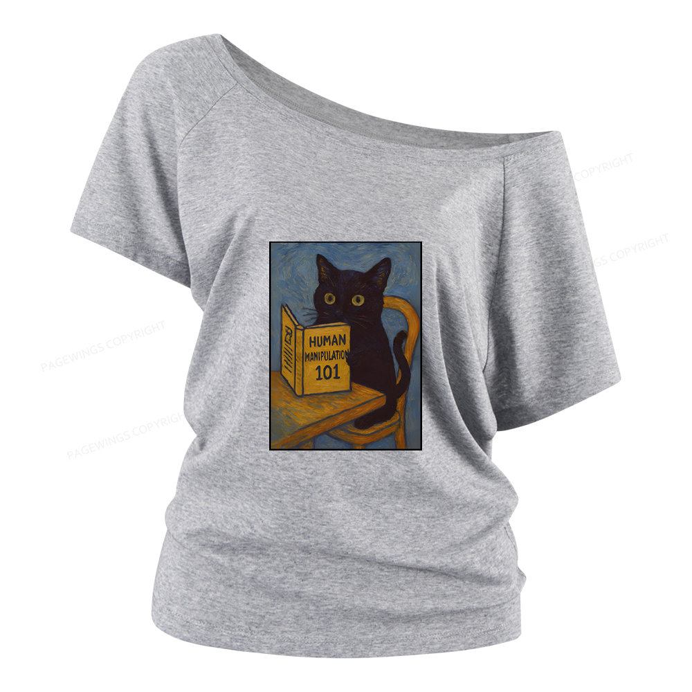 Pagewings Funny Cat Women Off Shoulder T-shirts