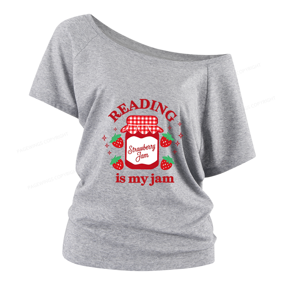 Pagewings Valentines Day Reading is My Jam Women Off Shoulder T-shirts