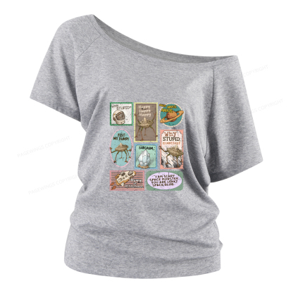 Pagewings Amaze Retro Sci-Fi Women Off Shoulder T-shirts