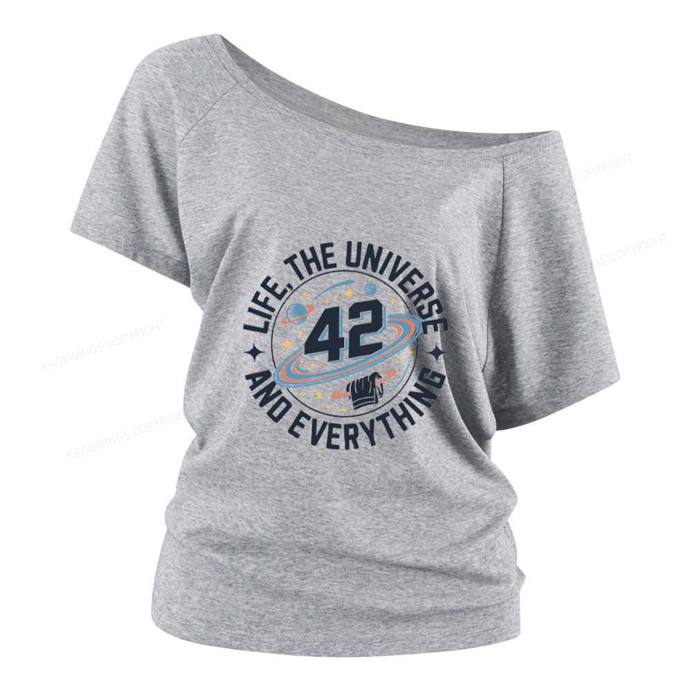 Pagewings Life The Universe And Everything Women Off Shoulder T-shirts