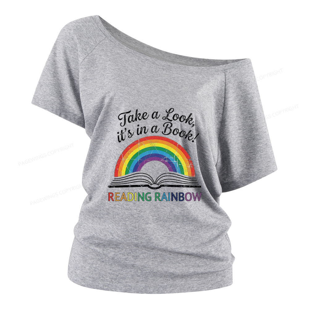 Pagewings Reading Rainbow Women Off Shoulder T-shirts