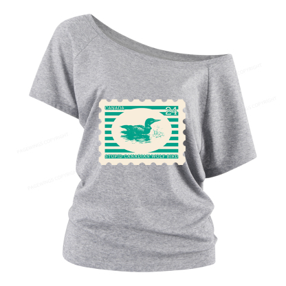 Pagewings Stupid Canadian Wolf Bird Women Off Shoulder T-shirts