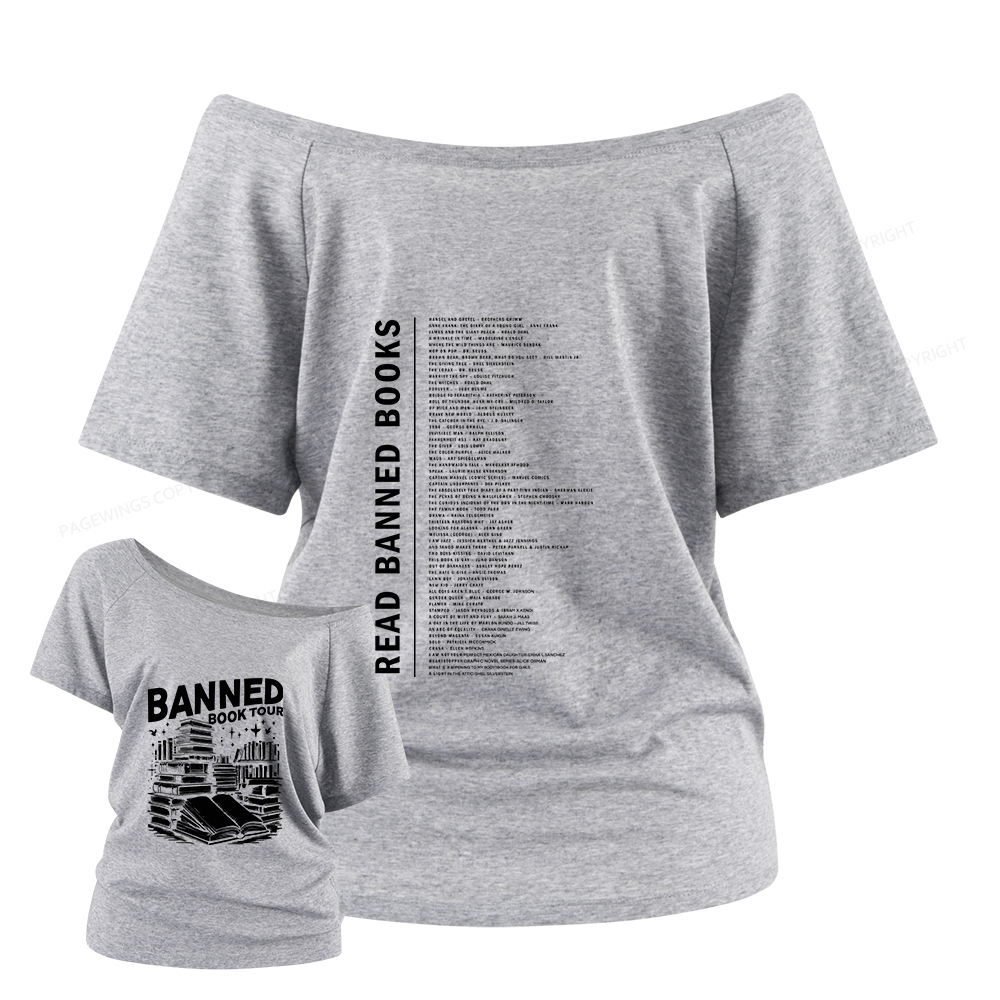 Pagewings Banned Book Women Off Shoulder T-shirts