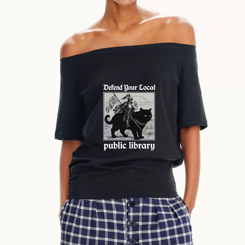 Pagewings Defend Your Local public library Off Shoulder Top