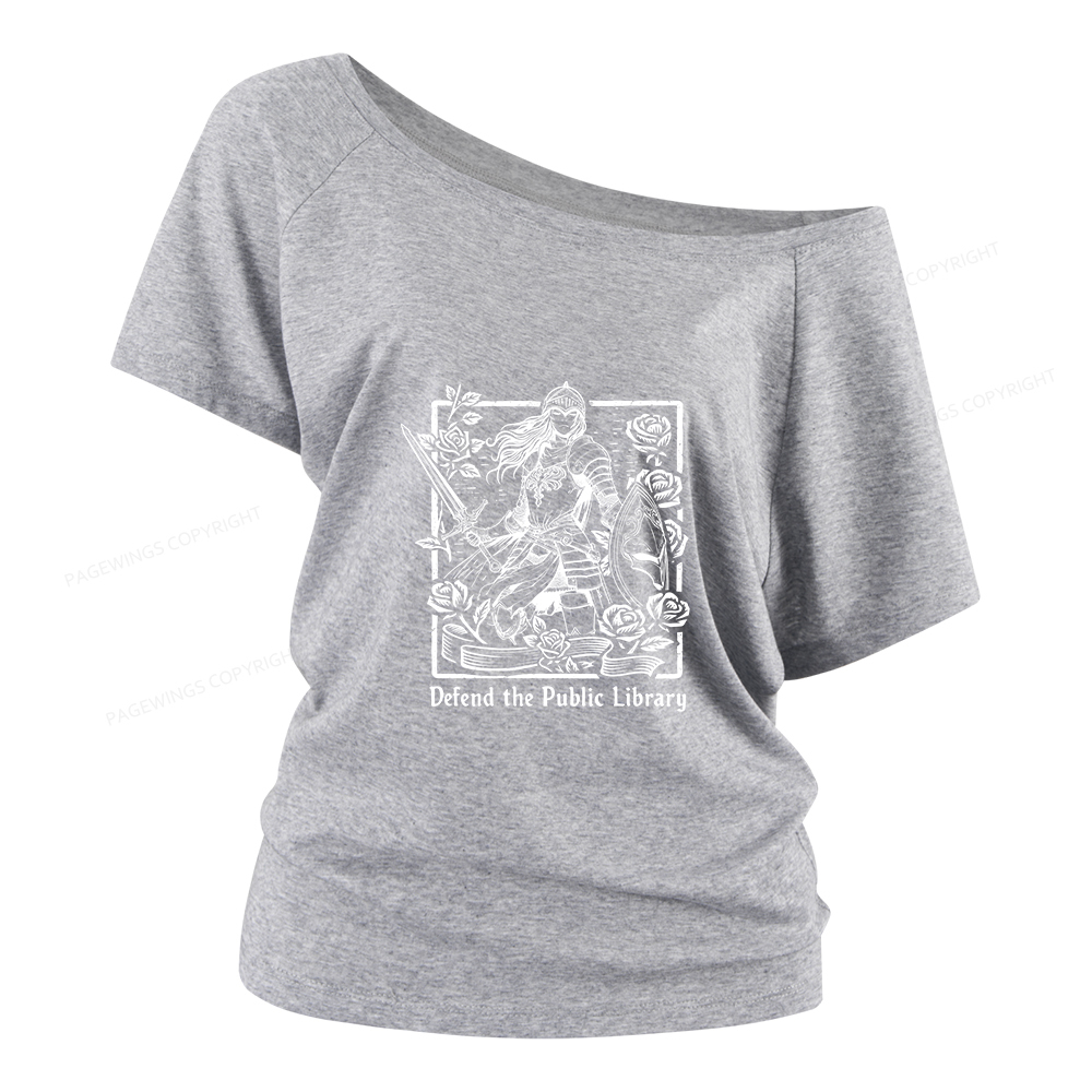Pagewings Defend The Public Library Women Off Shoulder T-shirts