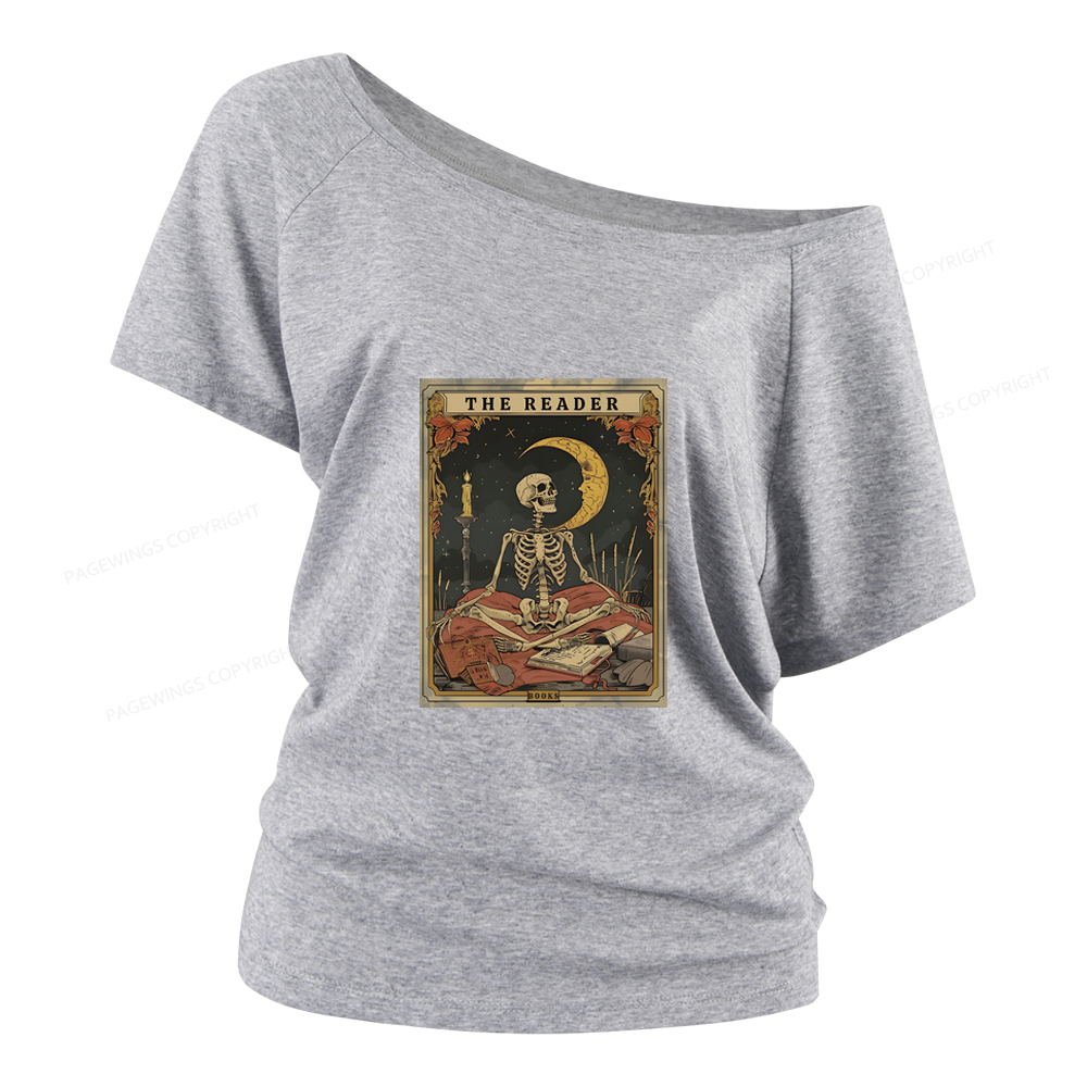 Pagewings The Reader Tarot Card Women Off Shoulder T-shirts