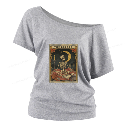 Pagewings The Reader Tarot Card Women Off Shoulder T-shirts